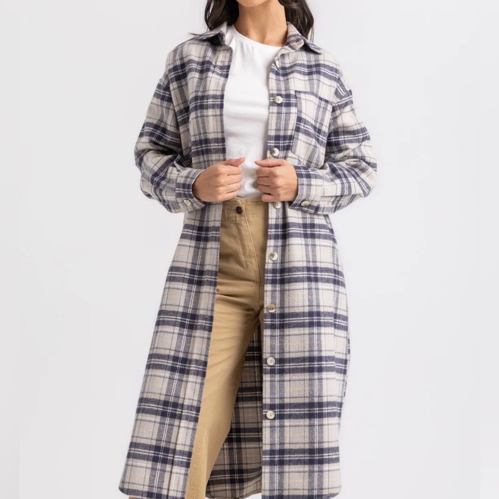 Lumiere Plaid Button Down Shirt - Navy and Cream